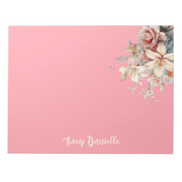 Bloc de notas de ramo floral de Coral Pretty Sprin