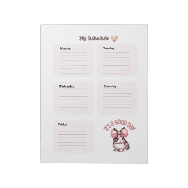 Bloc de notas de Rubor Pink My Schedule Daily Plan (Lado Izquierdo)