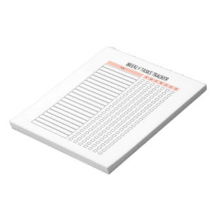 Bloc de notas de seguimiento de tareas semanales