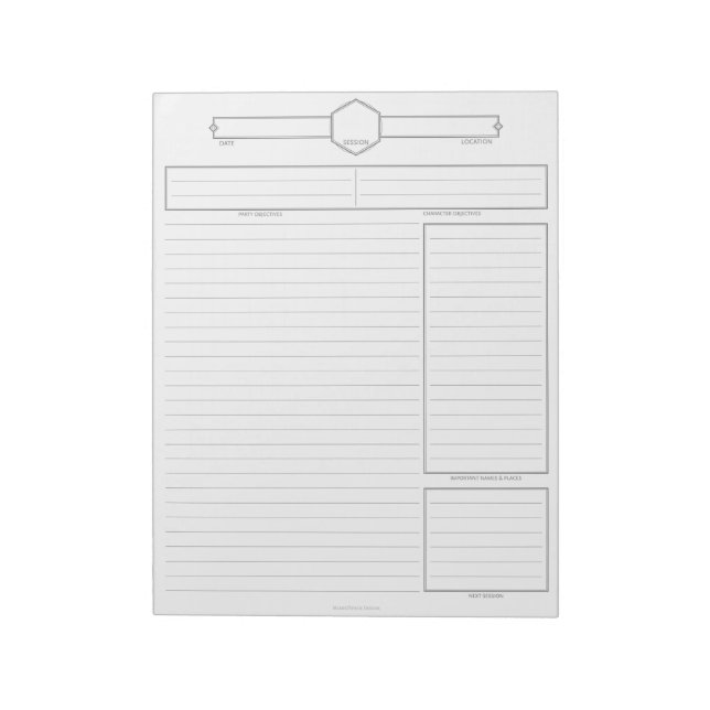Bloc de notas de sesión para jugadores de D&D (Lado Izquierdo)