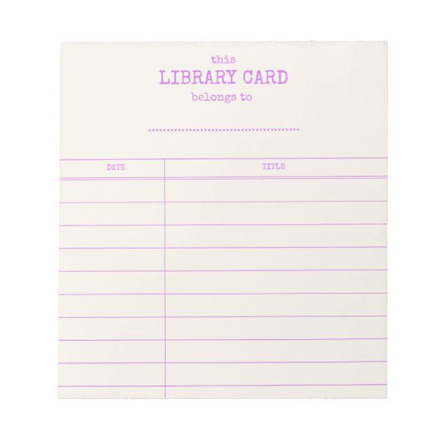 Bloc de notas de tarjeta de biblioteca de vieja es (Frente)