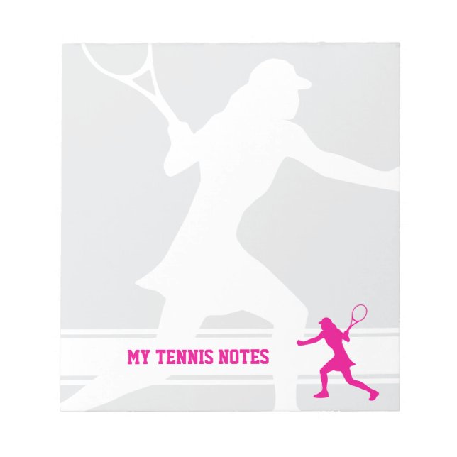Bloc de notas de tenis con silueta de jugadora fem (Frente)
