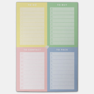 Bloc de notas de varias tareas pendientes de color