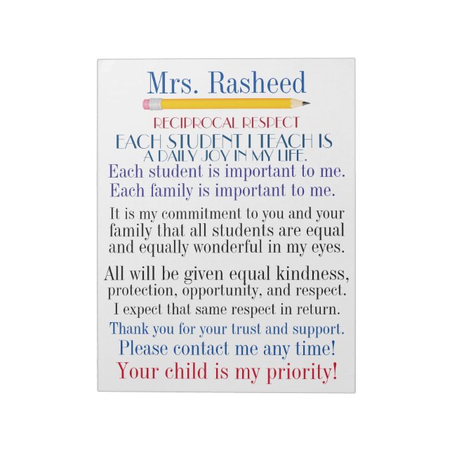 Bloc De Notas De vuelta al compromiso escolar con los padres (Lado Izquierdo)