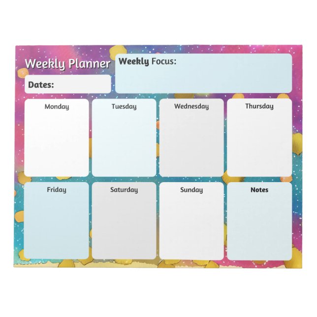 Bloc de notas de Watercolor Weekly Planner (Frente)