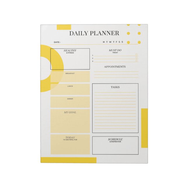 Bloc de notas de yellow Daily Planner (Lado Izquierdo)