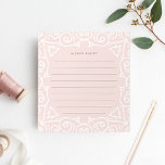 Bloc De Notas Deco Rubor | Llenado<br><div class="desc">El bloc de notas personalizado de moda de color rosa pálido presenta un adornado borde de estilo Art Déco blanco con su nombre o elección de personalización en la parte superior en gris medio. Llenó para un fácil mantenimiento de notas.</div>