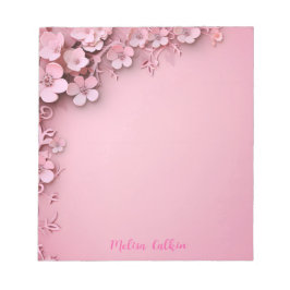 Bloc De Notas Decoración de flores rosas con fondo rosa