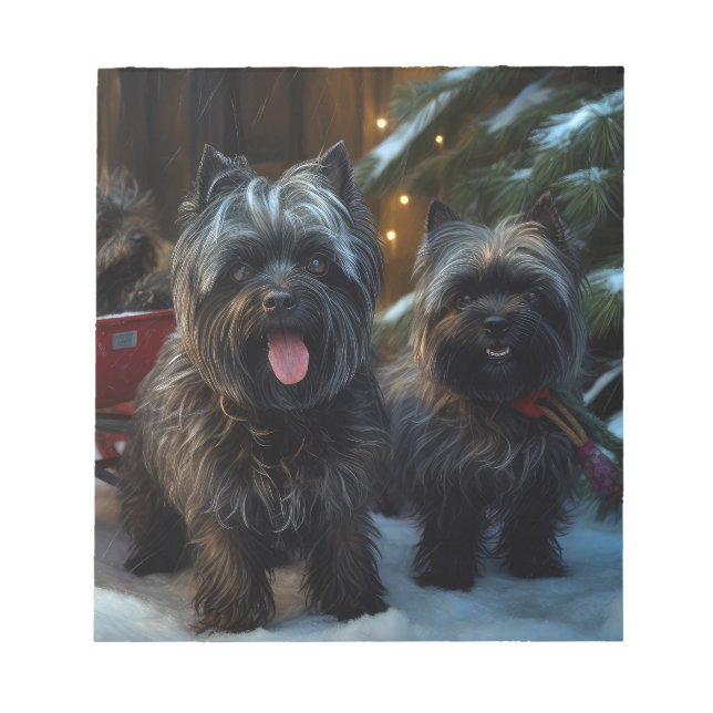 Bloc De Notas Decoración de los Navidades del Affenpinscher Snow (Frente)