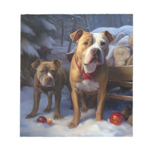 Bloc De Notas Decoración de los Navidades Pitbull Snowy Sleigh