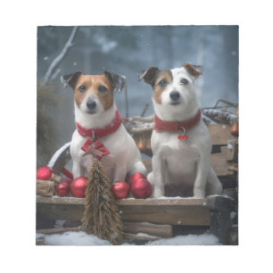 Bloc De Notas Decoración de Navidad de Trineo Nevado Jack Russel