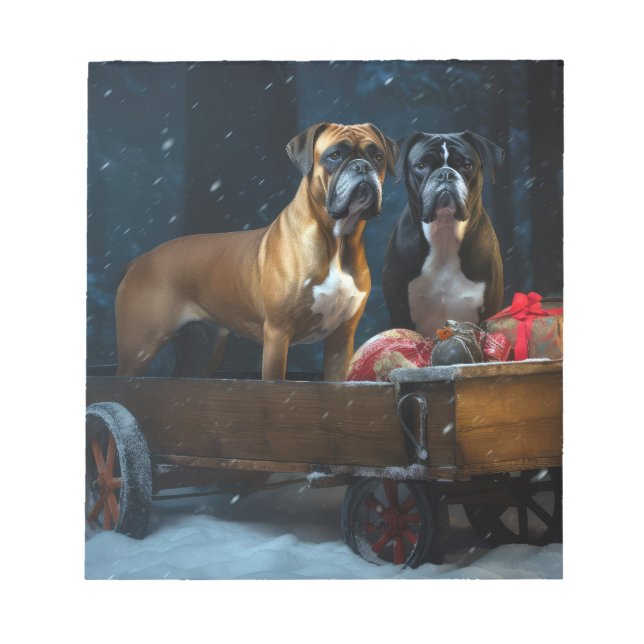 Bloc De Notas Decoración de Navidades Boxer Snowy Sleigh (Frente)