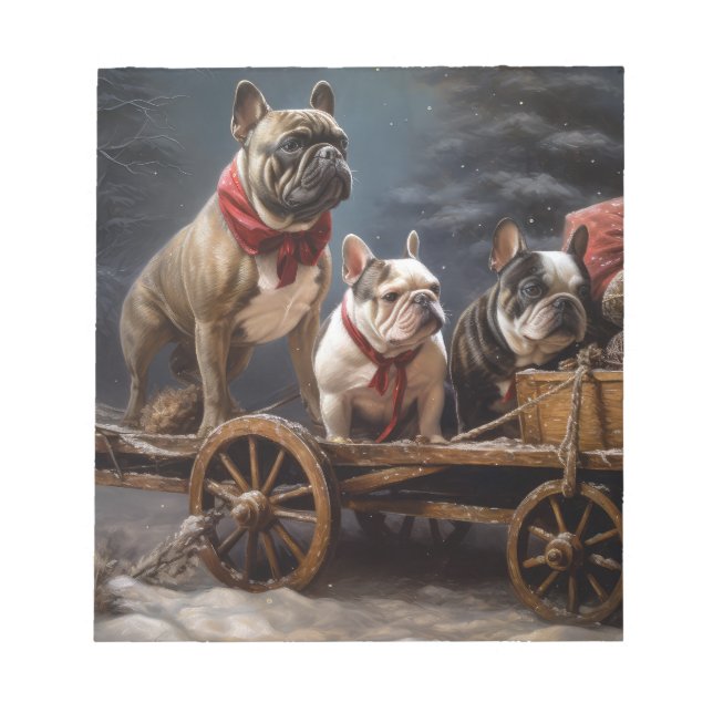 Bloc De Notas Decoración de Navidades Snowy Sleigh Bulldog franc (Frente)