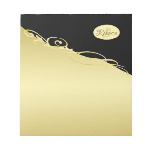 Bloc De Notas Decoración de oro de lujo en oro y negro, Monogram