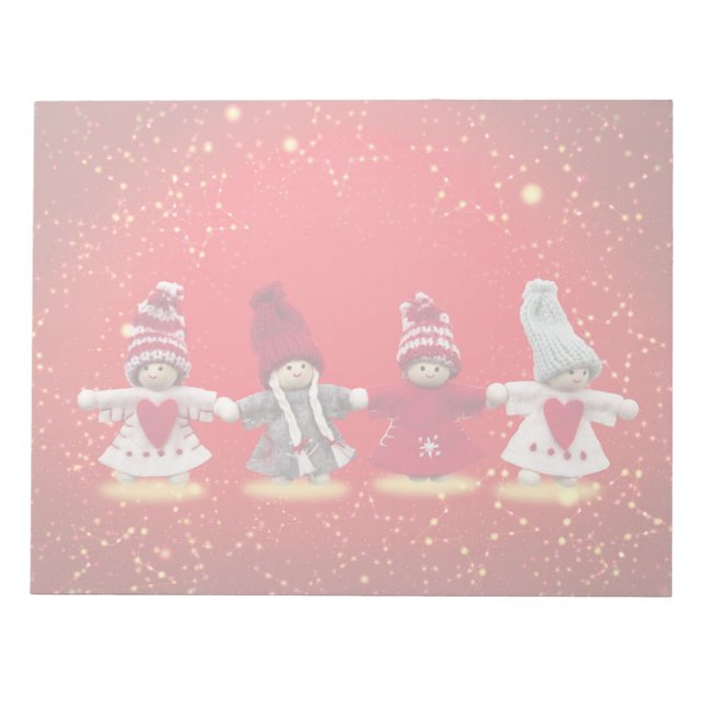 Bloc De Notas Decoraciones navideñas con fondo rojo (Frente)