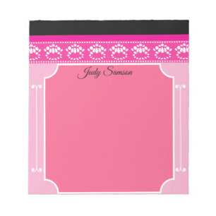 Bloc De Notas Decorativo Personalizado Rosa Negro y Blanco Moder