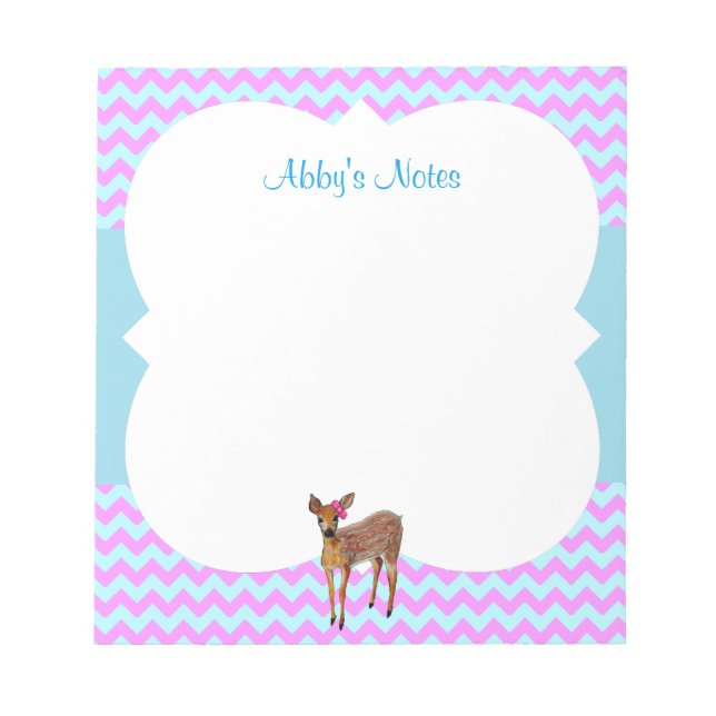 Bloc De Notas Deer Chevron Cotton Candy Personalizado (Frente)