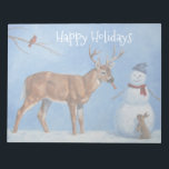 Bloc De Notas Deer & Funny Snowman Christmas<br><div class="desc">A whitetail buck nibbles the carrot nose off a Christmas snowman as a cute little bunny rabbit begs the deer to share a piece. But it really belongs to the snowman,  doesn't it? Realistic artwork created from an original oil painting by wildlife and equine artist Crista S. Forest.</div>