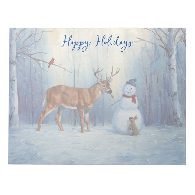 Bloc De Notas Deer y los divertidos Navidades Snowman (Frente)