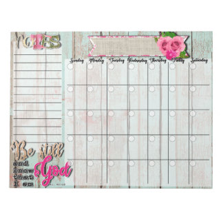 Bloc de notas del calendario de Be Still Desk