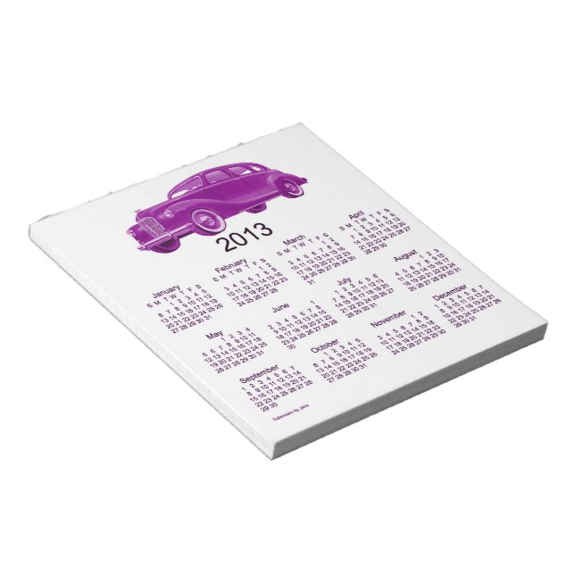 Bloc de notas del calendario de coches 2013 (Lado Derecho)