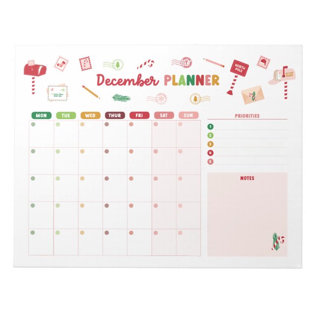 Bloc de notas del calendario de Navidades del plan (Frente)