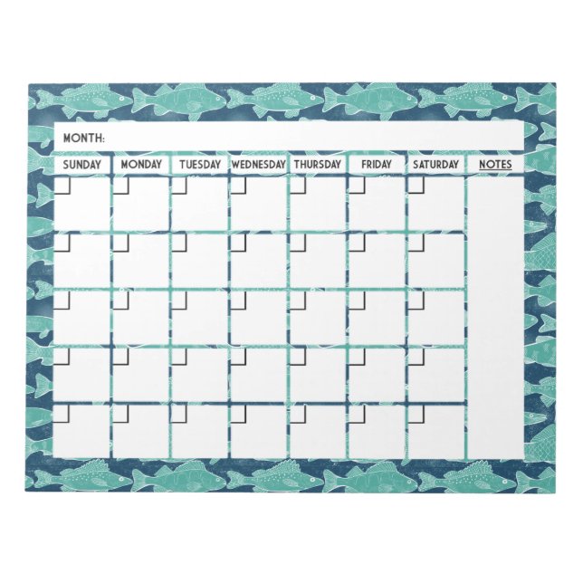 Bloc de notas del calendario de peces del lago (Frente)