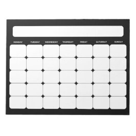 Bloc de notas del calendario de planificación mens