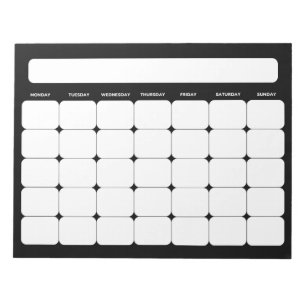 Bloc de notas del calendario de planificación mens