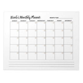 Bloc de notas del calendario mensual básico minima