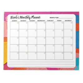 Bloc de notas del calendario mensual de resumen mu
