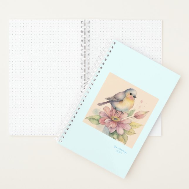 bloc de notas del diario de viñetas de aves pequeñ (Interior)