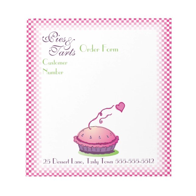 Bloc de notas del formulario de pedido de paquetes (Frente)