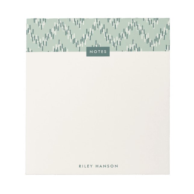 Bloc de notas del patrón Boho Ikat Zig Zag - Verde (Frente)