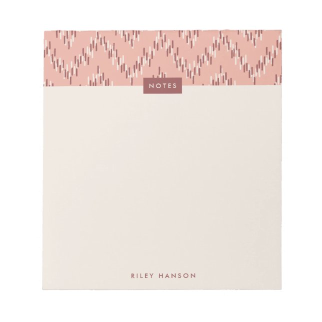 Bloc de notas del patrón del Boho Ikat Zig Zag - R (Frente)