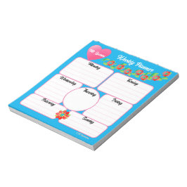 Bloc de notas del plan de flores Blue Weekly Plann