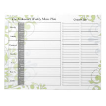 Bloc de notas del plan de menú personalizado de Gr