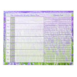 Bloc de notas del plan de menú personalizado seman