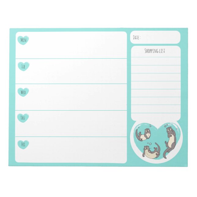 Bloc de notas del planificador de almuerzos de la  (Frente)