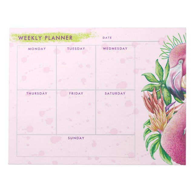 Bloc de notas del planificador floral rosa floral  (Frente)