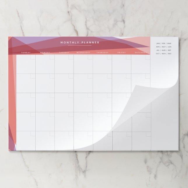 Bloc de notas del planificador mensual | Vidrio ma (Plegada)