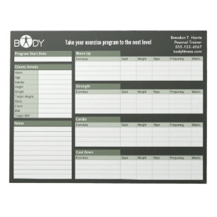 Bloc de notas del registro de entrenamiento de ent