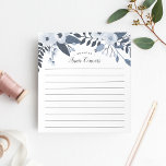 Bloc De Notas Delft Floral | Liquidado personalizado<br><div class="desc">El bloc de notas floral de moda tiene un borde superior de flores azules y botánicos inspirados en la cerámica azul Delft. Personalice con dos líneas de texto personalizado en caracteres modernos de escritura en bloques y caligrafía; se muestra con el saludo francés "bonjour" y su nombre. Pautadas.</div>