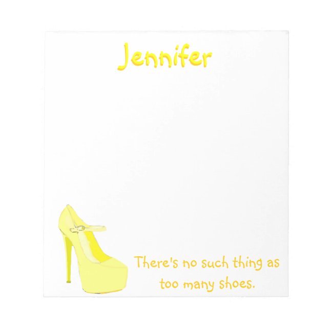 Bloc De Notas Demasiados zapatos elegantes en amarillo (Frente)