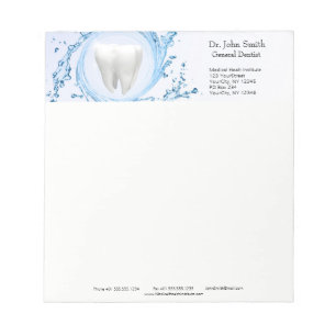 Bloc De Notas Dentista Dental Tooth Water Profesional