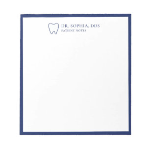 Bloc De Notas Dentista Personalizado Minimalista Diente Azul