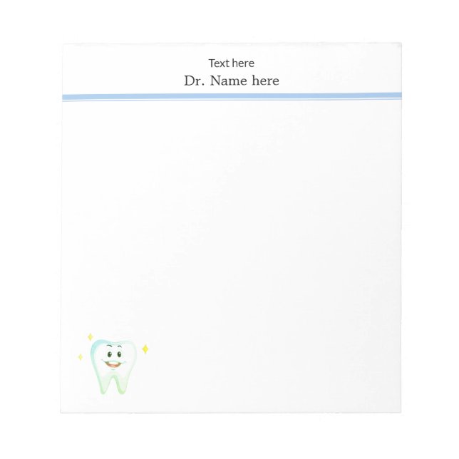 Bloc De Notas Dentista Simple Diente Feliz Moderno (Frente)