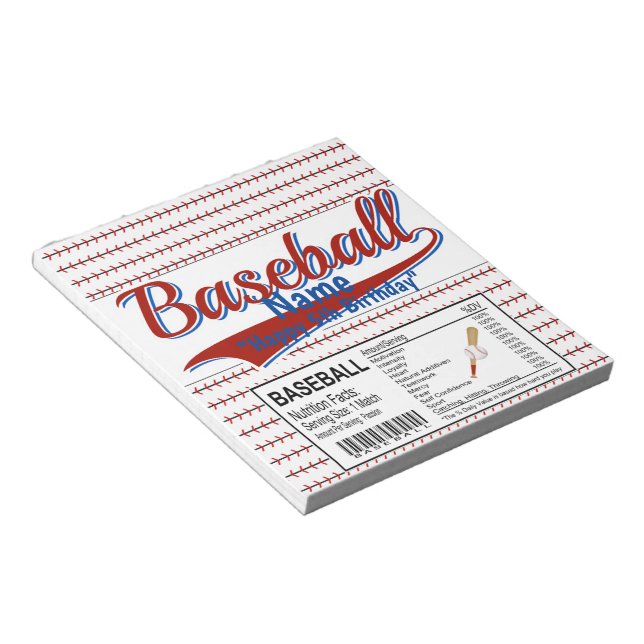 Bloc De Notas Deportes Béisbol Cumpleaños Candy Bar Wrapper Favo (Lado Derecho)