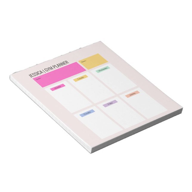 Bloc De Notas Deportes de gimnasia nombre simple pastel semanal (Lado Derecho)