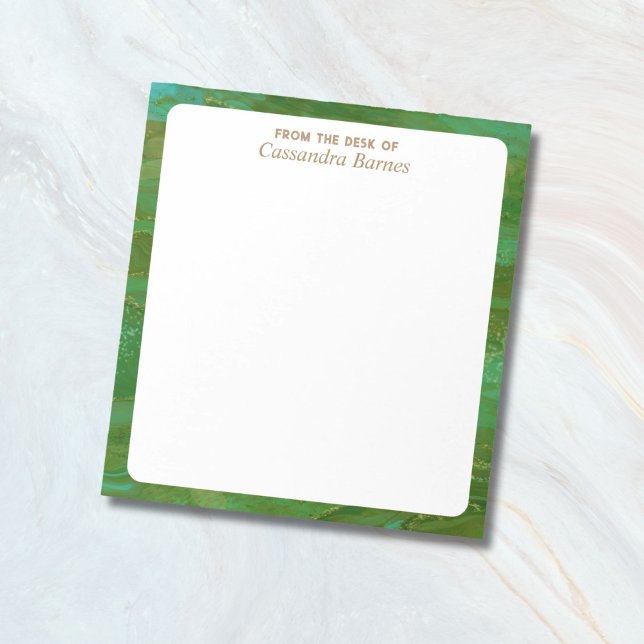 Bloc De Notas Desde El Escritorio De ("from the desk of" personalized notepad with green border)
